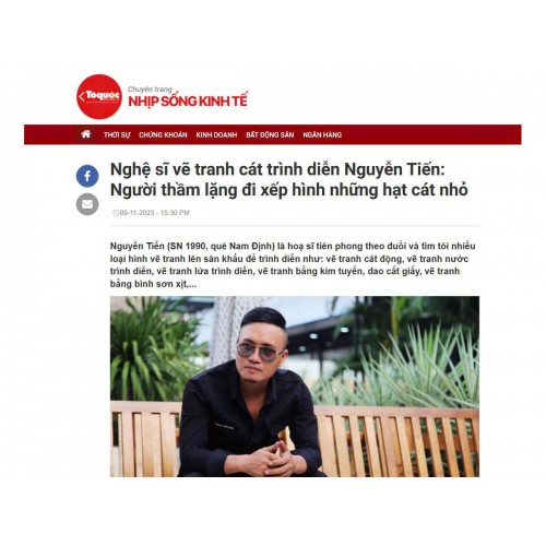 Báo Tổ Quốc Nghệ sĩ vẽ tranh cát trình diễn Nguyễn Tiến: Người thầm lặng đi xếp hình những hạt cát nhỏ