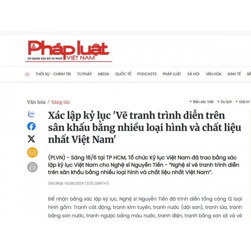 Nghệ sĩ vẽ tranh cát Nguyễn Tiến trên báo Pháp Luật