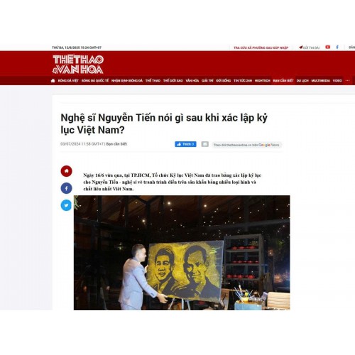 Tâm sự của nghệ sĩ kỷ lục gia Nguyễn Tiến trên báo thể thao & van hóa